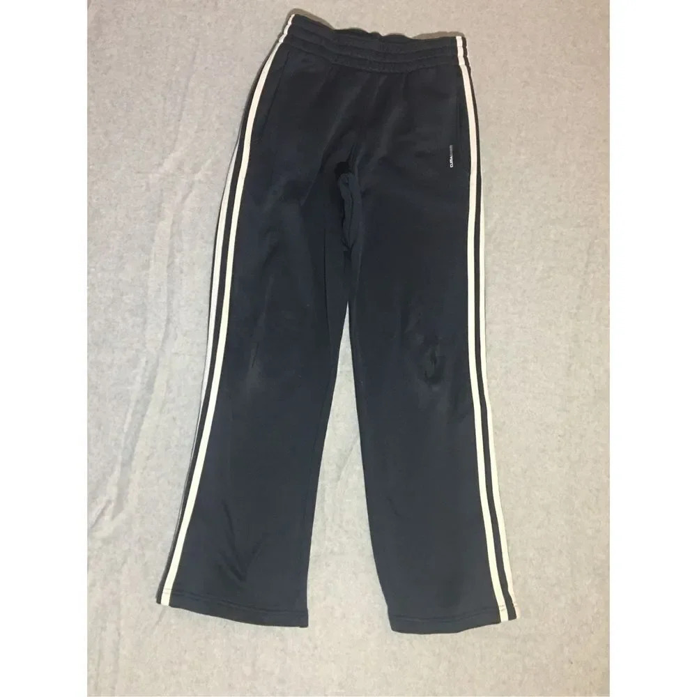 Kids Adidas Sweatpants Size Youth Large Black White Striped Athletic Casual